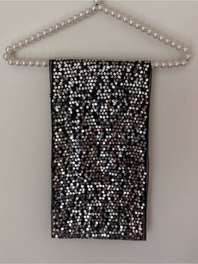 black and silver sequin skinny scarf beautiful